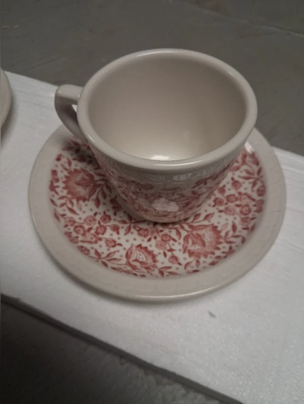 Syracuse China Red Transferware Cup and saucer set